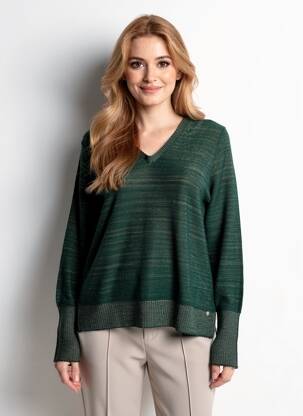 Pulover guler în v mâneci lungi verde VOODOO femeie