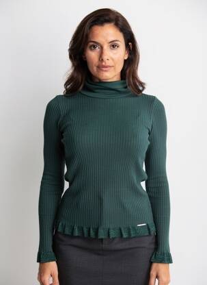 Pulover croială cambrată mâneci lungi verde VOODOO femeie