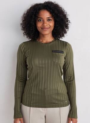 Top guler rotund mâneci lungi verde VOODOO femeie