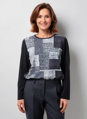 Top țesătură jersey mâneci lungi albastru MERI & ESCA femeie