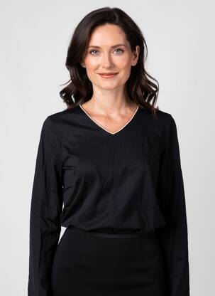 Top țesătură jersey mâneci lungi negru JULIE GUERLANDE femeie