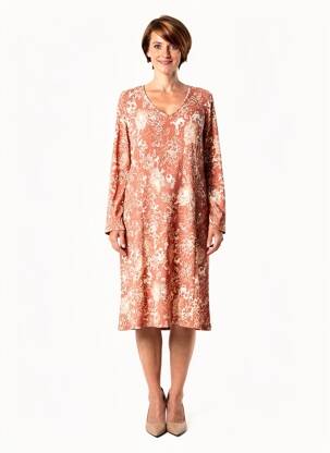Rochie midi croială fluidă mâneci lungi maro GUY DUBOUIS femeie