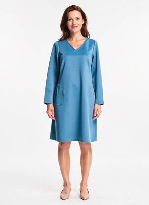 Rochie scurtă croială evazată mâneci lungi violet GUY DUBOUIS femeie