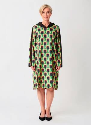 Rochie midi imprimeu fantezie mâneci lungi negru MERI & ESCA femeie