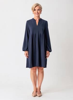 Rochie scurtă croială evazată mâneci lungi albastru JULIE GUERLANDE femeie