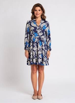 Rochie scurtă mâneci lungi mâneci lungi albastru COULEURS DU TEMPS femeie