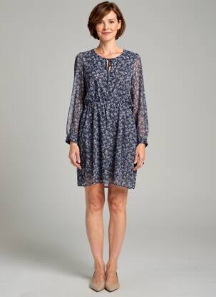 Rochie scurtă croială fluidă mâneci lungi albastru MERI & ESCA femeie