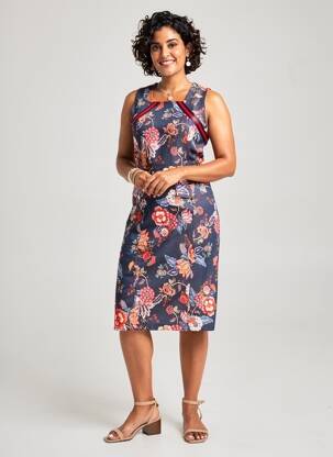 Rochie midi imprimeu fantezie bretele subțiri albastru MERI & ESCA femeie