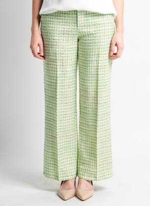Pantalon drept închidere cu fermoar sub clapetă cu nasturi mărime normală verde STRADIVARIUS femeie