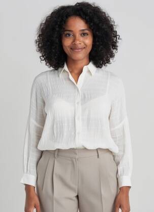 Cămașă țesătură poplin mâneci lungi alb SANS MARQUE femeie