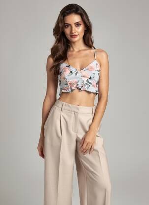 Top mâneci cu bretele ajustabile bretele subțiri albastru PULL & BEAR femeie