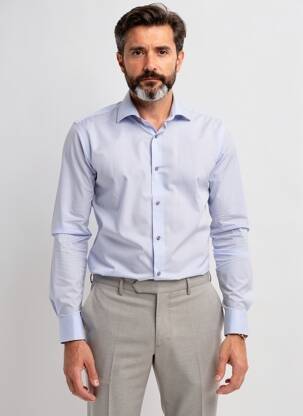 Cămașă cu mâneci lungi manșete cu nasturi albastru ASHTON bărbat