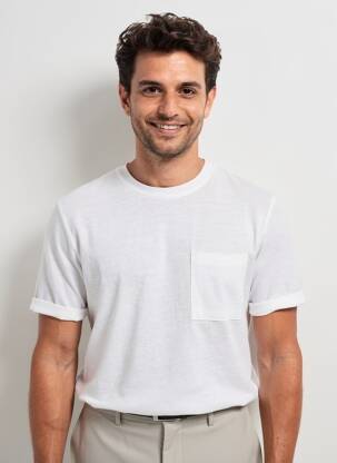 Tricou croială cambrată mâneci scurte alb PALA1969 bărbat