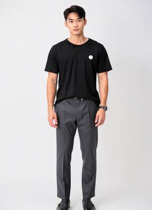 Tricou croială dreaptă mâneci scurte negru PALA1969 bărbat