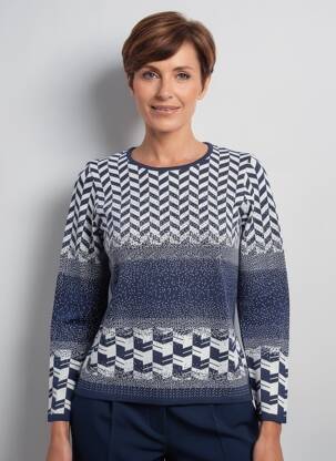 Pulover croială cambrată mâneci lungi albastru FRANCE RIVOIRE femeie