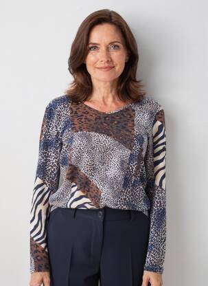 Top elasticitate mâneci lungi albastru FRANCE RIVOIRE femeie
