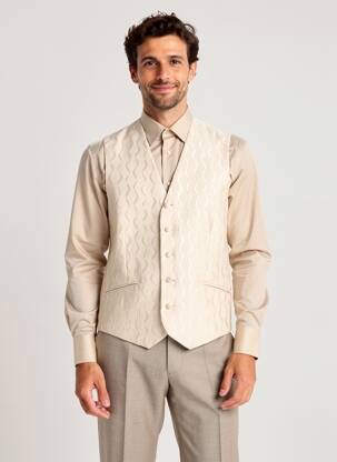 Vestă fără mâneci efect material satinat bej GUY LAURENT bărbat