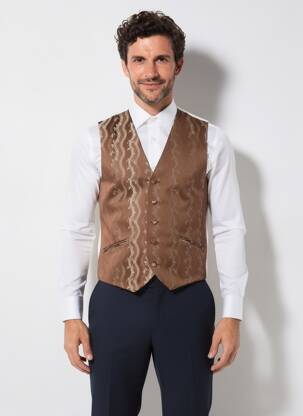 Vestă fără mâneci efect material satinat maro GUY LAURENT bărbat