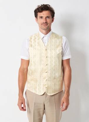 Vestă fără mâneci efect material satinat bej VIRTUOSE bărbat