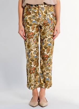 Pantalon 7/8 talie înaltă talie înaltă bej ORFEO femeie