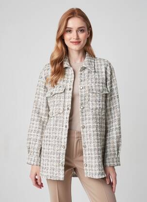 Jachete casual croială dreaptă alb B.YOUNG femeie
