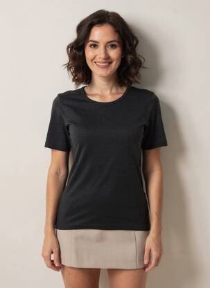Tricou croială cambrată mâneci scurte negru CON-TA femeie