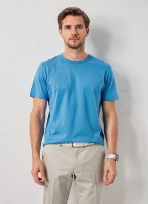 Tricou țesătură jersey mâneci scurte albastru JET bărbat