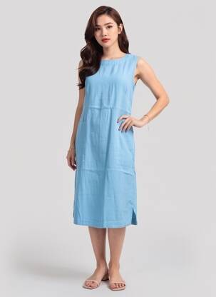 Rochie midi fără mâneci fără mâneci albastru COUTURIST femeie