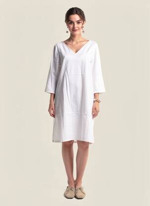 Rochie scurtă mâneci 3/4 mâneci 3/4 alb COUTURIST femeie