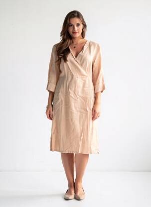 Rochie midi mâneci 3/4 mâneci 3/4 roz COUTURIST femeie