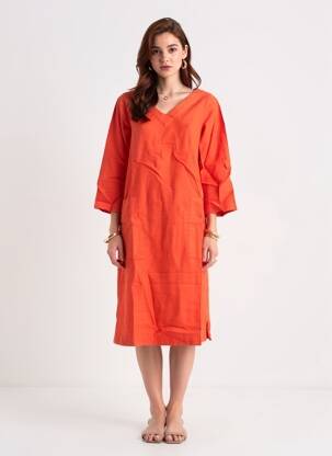 Rochie midi mâneci 3/4 mâneci 3/4 roșu COUTURIST femeie