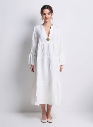 Rochie lungă mâneci lungi mâneci lungi alb COUTURIST femeie