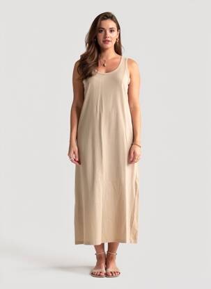 Rochie lungă fără mâneci fără mâneci bej COUTURIST femeie