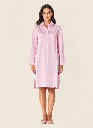 Rochie midi croială fluidă mâneci lungi roz COUTURIST femeie