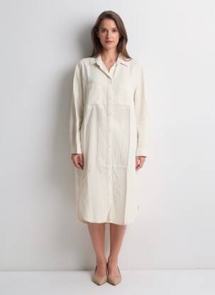 Rochie midi croială fluidă mâneci lungi bej COUTURIST femeie