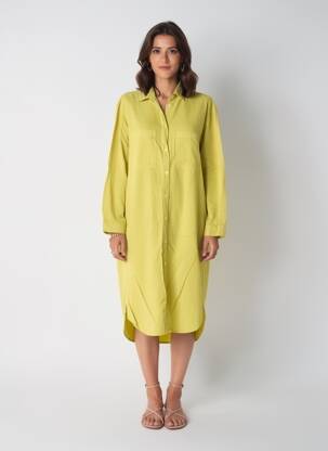 Rochie midi croială fluidă mâneci lungi verde COUTURIST femeie