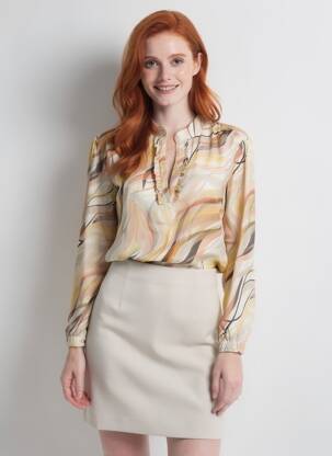 Bluză țesătură poplin mâneci lungi bej COUTURIST femeie