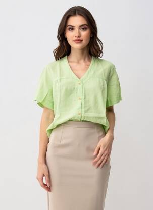Cămașă croială dreaptă mâneci scurte verde COUTURIST femeie