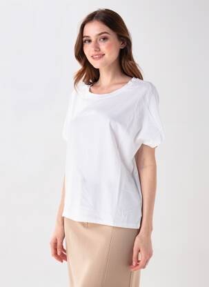 Tricou elasticitate mâneci scurte alb COUTURIST femeie