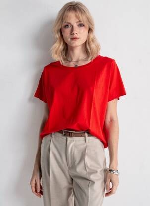 Tricou elasticitate mâneci scurte roșu COUTURIST femeie