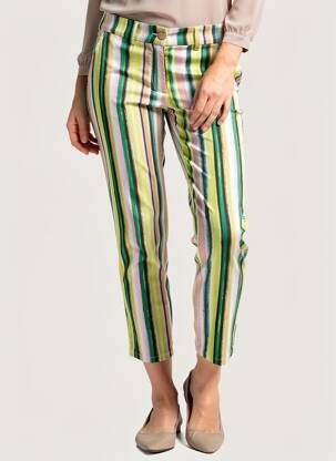 Pantalon 7/8 talie cu cleme mărime normală verde COUTURIST femeie