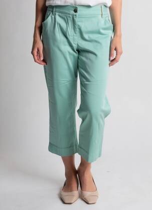 Pantalon trei sferturi croială dreaptă mărime normală verde COUTURIST femeie