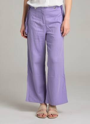 Pantalon evazat talie cu cleme talie înaltă violet COUTURIST femeie