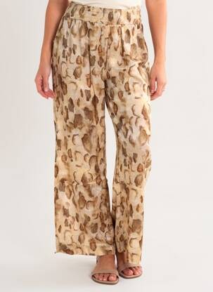 Pantalon larg croială fluidă bej COUTURIST femeie