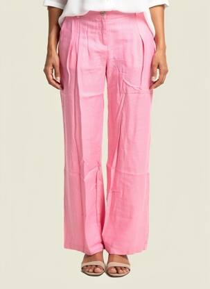 Pantalon larg închidere cu fermoar sub clapetă cu nasturi mărime normală roz COUTURIST femeie