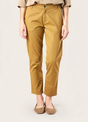 Pantalon chino țesătură poplin mărime normală galben COUTURIST femeie