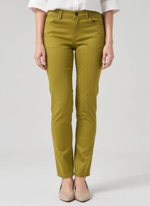 Pantalon slim țesătură poplin mărime normală verde COUTURIST femeie