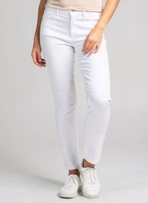 Pantalon slim țesătură poplin mărime normală alb COUTURIST femeie