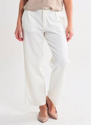 Pantalon chino închidere cu fermoar sub clapetă cu nasturi mărime normală alb TEJIDOS ROYO femeie