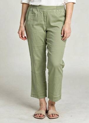 Pantalon 7/8 talie elastică mărime normală verde COUTURIST femeie